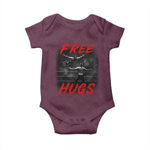 Free Hugs Wrestling Baby Onesie Funny Luchador Mexican Wrestler TS10 Maroon Print Your Wear