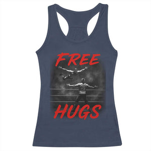 Free Hugs Wrestling Racerback Tank Top Funny Luchador Mexican Wrestler TS10 Navy Print Your Wear