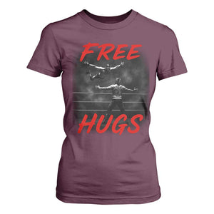 Free Hugs Wrestling T Shirt For Women Funny Luchador Mexican Wrestler TS10 Maroon Print Your Wear