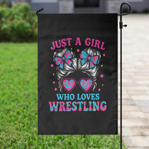Just A Girl Who Loves Wrestling Garden Flag Funny Wrestle Lover Wrestler Messy Bun TS10 Print Your Wear