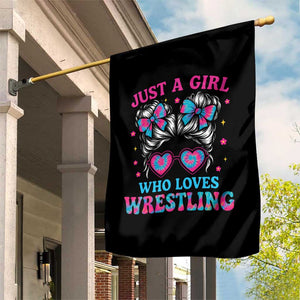 Just A Girl Who Loves Wrestling Garden Flag Funny Wrestle Lover Wrestler Messy Bun TS10 Print Your Wear