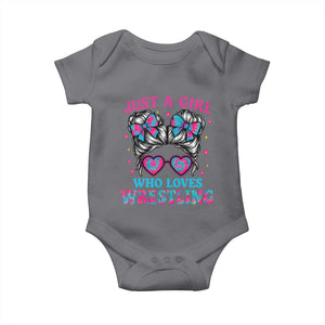 Just A Girl Who Loves Wrestling Baby Onesie Funny Wrestle Lover Wrestler Messy Bun TS10 Charcoal Print Your Wear