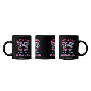 Just A Girl Who Loves Wrestling Coffee Mug Funny Wrestle Lover Wrestler Messy Bun TS10 Print Your Wear