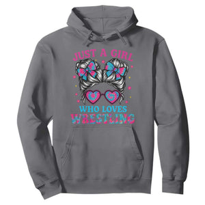 Just A Girl Who Loves Wrestling Hoodie Funny Wrestle Lover Wrestler Messy Bun TS10 Charcoal Print Your Wear