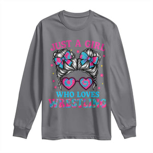 Just A Girl Who Loves Wrestling Long Sleeve Shirt Funny Wrestle Lover Wrestler Messy Bun TS10 Charcoal Print Your Wear