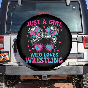 Just A Girl Who Loves Wrestling Spare Tire Cover Funny Wrestle Lover Wrestler Messy Bun TS10 No hole Black Print Your Wear