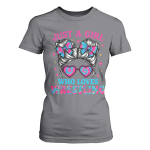 Just A Girl Who Loves Wrestling T Shirt For Women Funny Wrestle Lover Wrestler Messy Bun TS10 Charcoal Print Your Wear
