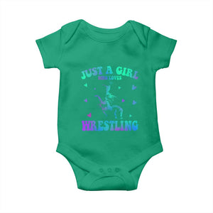 Just A Girl Who Loves Wrestling Baby Onesie Funny Wrestle Lover Wrestler TS10 Irish Green Print Your Wear