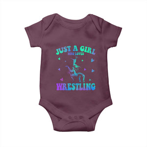 Just A Girl Who Loves Wrestling Baby Onesie Funny Wrestle Lover Wrestler TS10 Maroon Print Your Wear