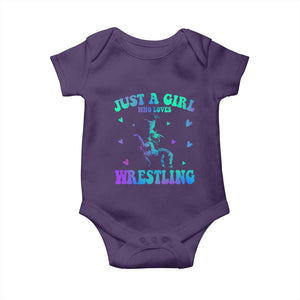Just A Girl Who Loves Wrestling Baby Onesie Funny Wrestle Lover Wrestler TS10 Purple Print Your Wear