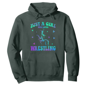 Just A Girl Who Loves Wrestling Hoodie Funny Wrestle Lover Wrestler TS10 Dark Forest Green Print Your Wear