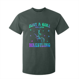 Just A Girl Who Loves Wrestling T Shirt For Kid Funny Wrestle Lover Wrestler TS10 Dark Forest Green Print Your Wear