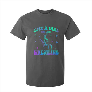 Just A Girl Who Loves Wrestling T Shirt For Kid Funny Wrestle Lover Wrestler TS10 Dark Heather Print Your Wear