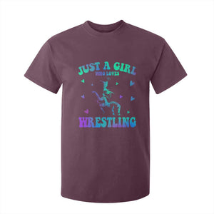 Just A Girl Who Loves Wrestling T Shirt For Kid Funny Wrestle Lover Wrestler TS10 Maroon Print Your Wear