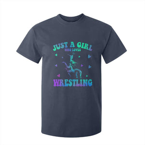 Just A Girl Who Loves Wrestling T Shirt For Kid Funny Wrestle Lover Wrestler TS10 Navy Print Your Wear
