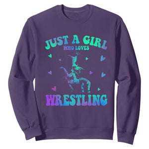 Just A Girl Who Loves Wrestling Sweatshirt Funny Wrestle Lover Wrestler TS10 Purple Print Your Wear