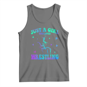 Just A Girl Who Loves Wrestling Tank Top Funny Wrestle Lover Wrestler TS10 Black Heather Print Your Wear