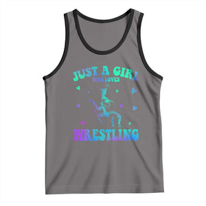 Just A Girl Who Loves Wrestling Tank Top Funny Wrestle Lover Wrestler TS10 Deep Heather Black Print Your Wear