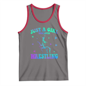 Just A Girl Who Loves Wrestling Tank Top Funny Wrestle Lover Wrestler TS10 Deep Heather Red Print Your Wear