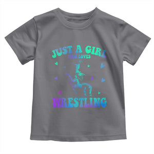 Just A Girl Who Loves Wrestling Toddler T Shirt Funny Wrestle Lover Wrestler TS10 Charcoal Print Your Wear