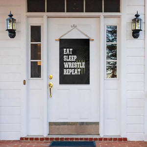 Eat Sleep Wrestle Repeat Garden Flag Funny Wrestling Gym American Flag TS10 Print Your Wear