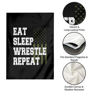 Eat Sleep Wrestle Repeat Garden Flag Funny Wrestling Gym American Flag TS10 Print Your Wear