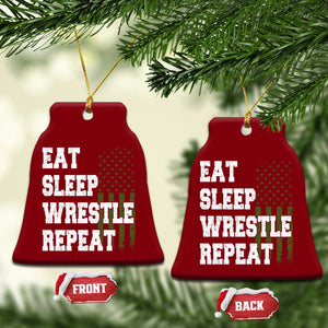 Eat Sleep Wrestle Repeat Ceramic Ornament Funny Wrestling Gym American Flag TS10 Print Your Wear