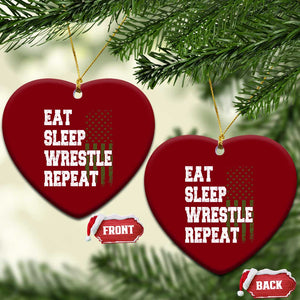 Eat Sleep Wrestle Repeat Ceramic Ornament Funny Wrestling Gym American Flag TS10 Print Your Wear