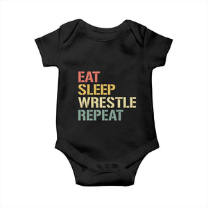 Eat Sleep Wrestle Repeat Baby Onesie Cool Wrestling TS10 Black Print Your Wear