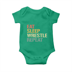 Eat Sleep Wrestle Repeat Baby Onesie Cool Wrestling TS10 Irish Green Print Your Wear