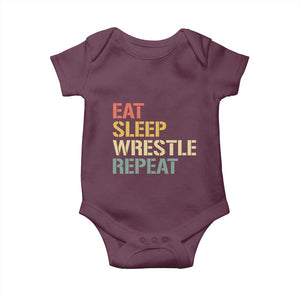 Eat Sleep Wrestle Repeat Baby Onesie Cool Wrestling TS10 Maroon Print Your Wear