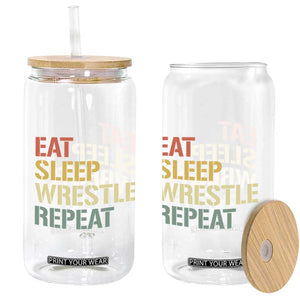 Eat Sleep Wrestle Repeat Glass Can Cool Wrestling TS10 Print Your Wear