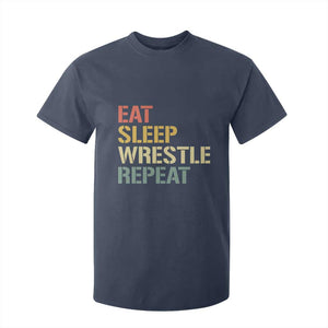 Eat Sleep Wrestle Repeat T Shirt For Kid Cool Wrestling TS10 Navy Print Your Wear