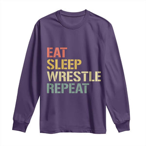 Eat Sleep Wrestle Repeat Long Sleeve Shirt Cool Wrestling TS10 Purple Print Your Wear