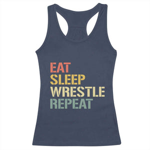Eat Sleep Wrestle Repeat Racerback Tank Top Cool Wrestling TS10 Navy Print Your Wear