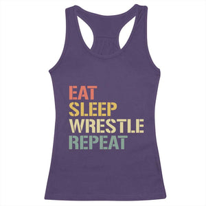 Eat Sleep Wrestle Repeat Racerback Tank Top Cool Wrestling TS10 Purple Print Your Wear