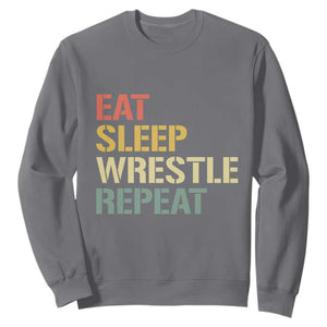 Eat Sleep Wrestle Repeat Sweatshirt Cool Wrestling TS10 Charcoal Print Your Wear