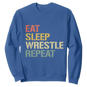 Eat Sleep Wrestle Repeat Sweatshirt Cool Wrestling TS10 Royal Blue Print Your Wear