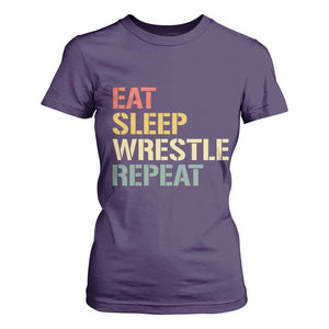 Eat Sleep Wrestle Repeat T Shirt For Women Cool Wrestling TS10 Purple Print Your Wear