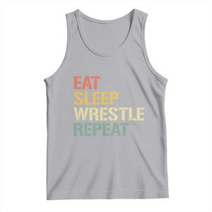 Eat Sleep Wrestle Repeat Tank Top Cool Wrestling TS10 Athletic Heather Print Your Wear