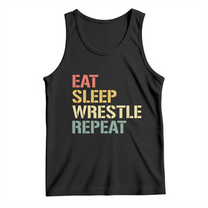 Eat Sleep Wrestle Repeat Tank Top Cool Wrestling TS10 Black Print Your Wear