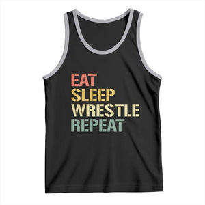 Eat Sleep Wrestle Repeat Tank Top Cool Wrestling TS10 Black Athletic Heather Print Your Wear