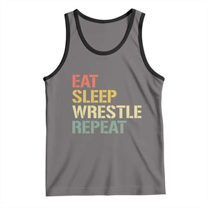 Eat Sleep Wrestle Repeat Tank Top Cool Wrestling TS10 Deep Heather Black Print Your Wear