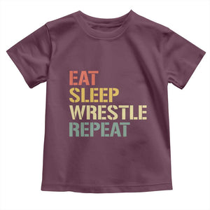 Eat Sleep Wrestle Repeat Toddler T Shirt Cool Wrestling TS10 Maroon Print Your Wear