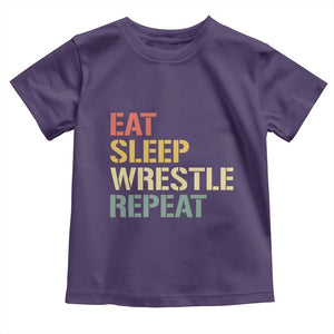 Eat Sleep Wrestle Repeat Toddler T Shirt Cool Wrestling TS10 Purple Print Your Wear