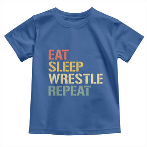 Eat Sleep Wrestle Repeat Toddler T Shirt Cool Wrestling TS10 Royal Blue Print Your Wear