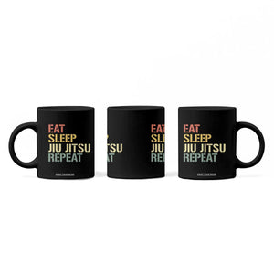 Retro Eat Sleep Jiu Jitsu Repeat Coffee Mug Vintage JiuJitsu BJJ TS10 Print Your Wear