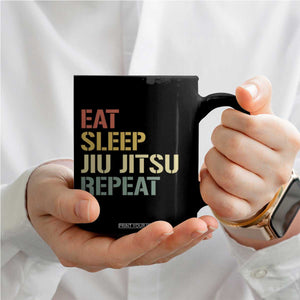 Retro Eat Sleep Jiu Jitsu Repeat Coffee Mug Vintage JiuJitsu BJJ TS10 Print Your Wear