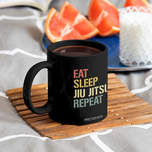 Retro Eat Sleep Jiu Jitsu Repeat Coffee Mug Vintage JiuJitsu BJJ TS10 Print Your Wear