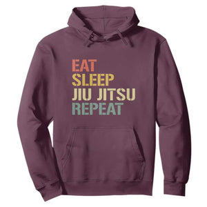 Retro Eat Sleep Jiu Jitsu Repeat Hoodie Vintage JiuJitsu BJJ TS10 Maroon Print Your Wear